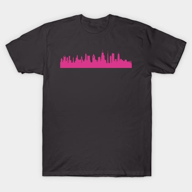 Chicago skyline pink T-Shirt by 44spaces